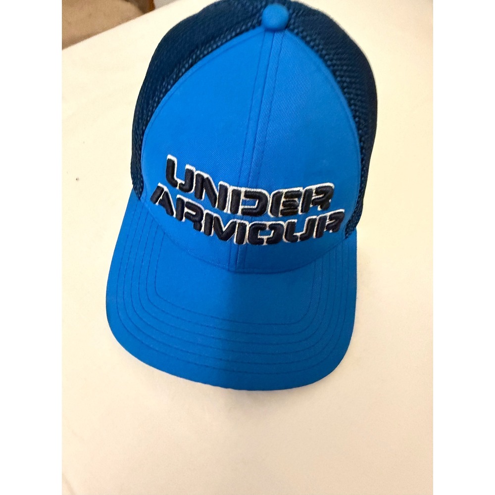 Under Armour Mens Blue Mesh Trucker Hat Embroidered Logo L/XL Gorpcore Golf